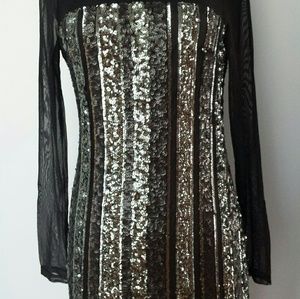 Black sheer/sequin dress